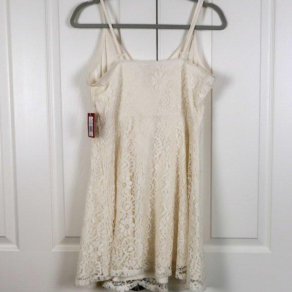 Boho Ivory Lace Mini Shift Dress Medium - Picture 6 of 6